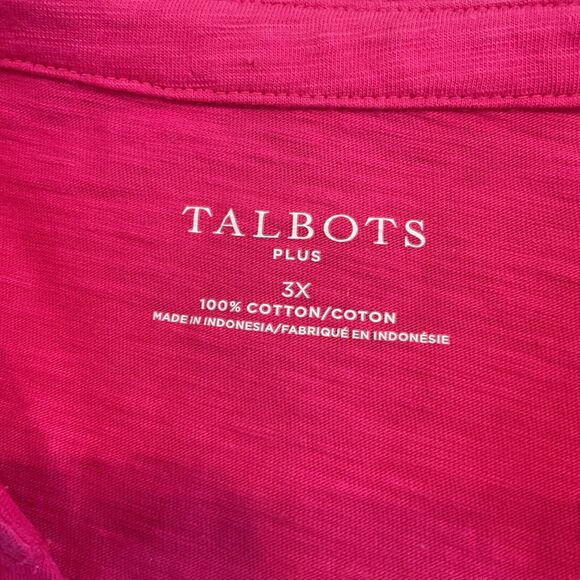 Talbots Plus Shirt Womens 3X Pink Knit Button Front Collar Long Sleeves Casual - Picture 8 of 9